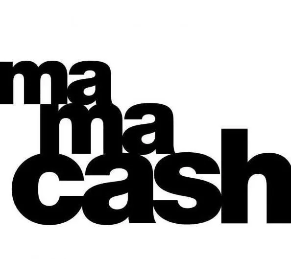 een witte achtergrond waar met zwarte letters 'mama cash' staat